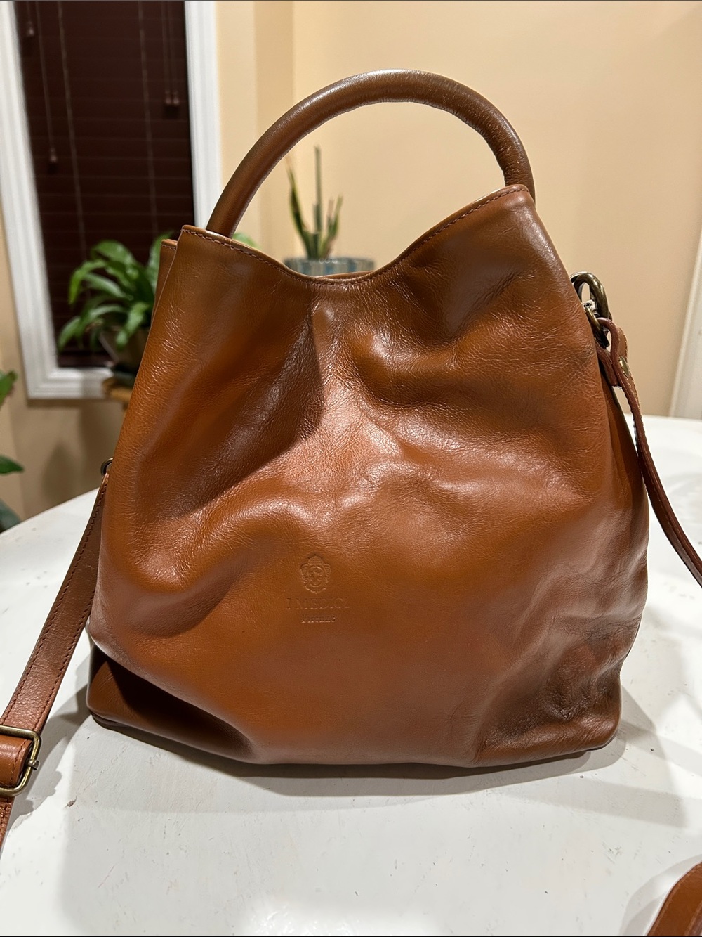 I Medici Classic Brown Leather Shoulder Hobo Bag